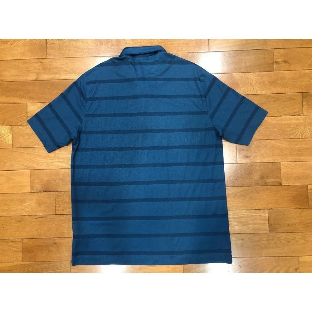 Nike Golf Dri-Fit Short Sleeve Blue Striped Polo Shirt Size L